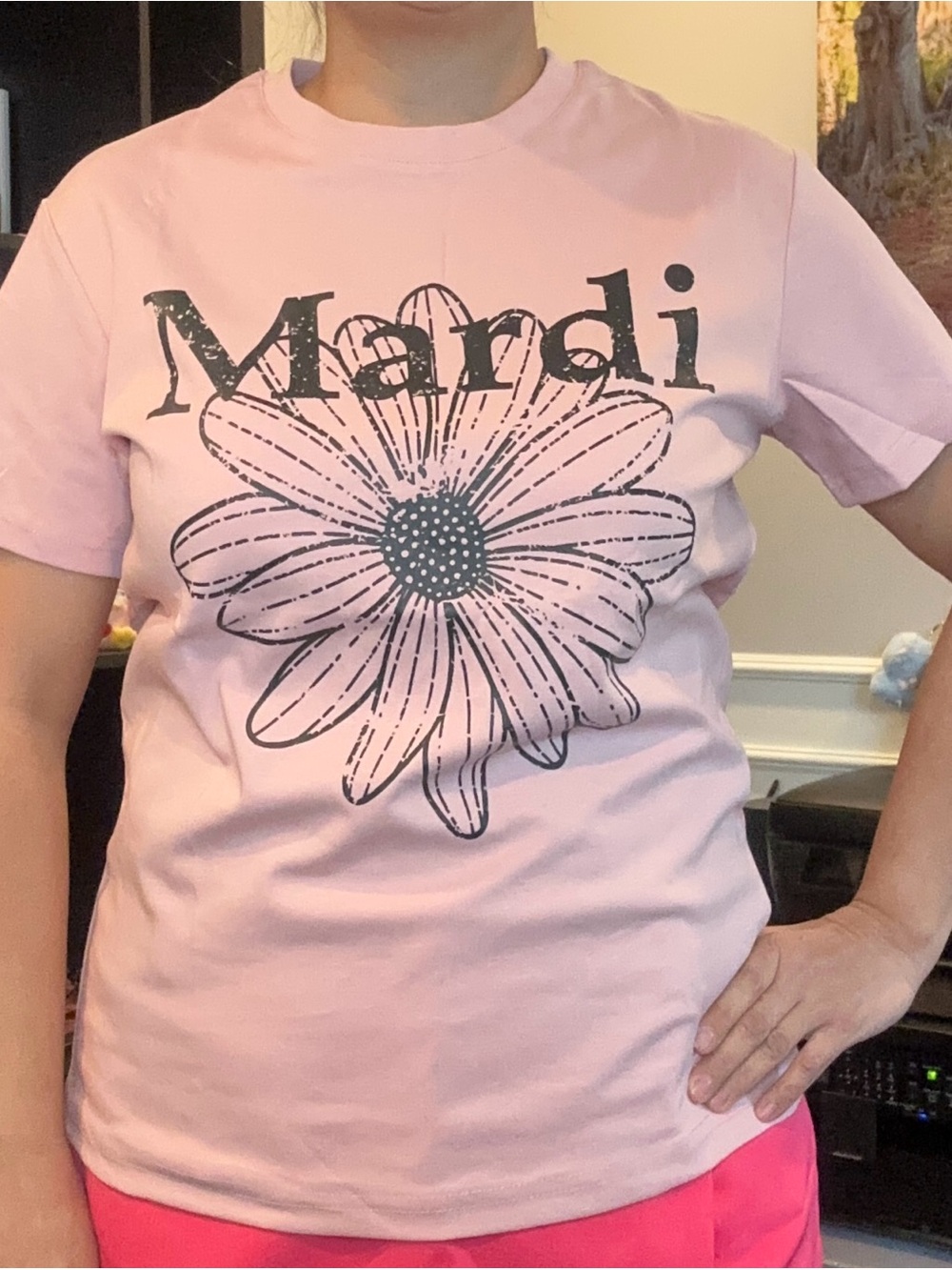Pink Daisy Graphic Tee for Women (fit up to L)